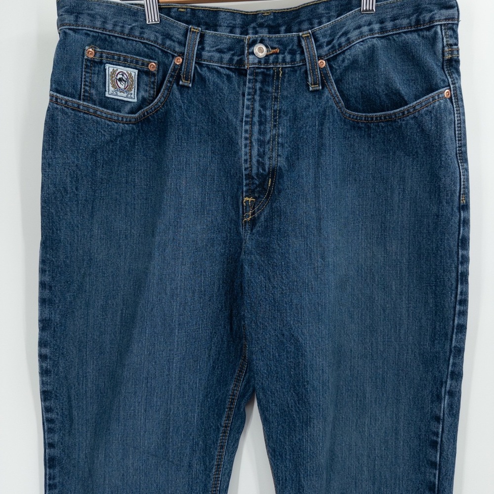 Cinch Up Jeans Mens 36x29 Blue Medium Wash Raw Hem Western Workwear Cowboy - Picture 3 of 10